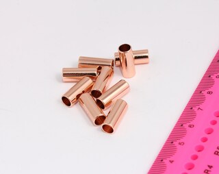 6x15mm Rose Gold, Tube Beads, Tube Charms, Tiny Tubes, MTE418