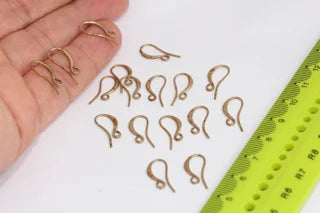8x15mm Raw Brass Earring Hooks, Fish Hooks, Ear Wires, Wire Earrings, CHK295