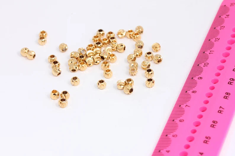 5mm 24k Shiny Gold Laser Cut Beads, Faceted,Plated  beads MTE227