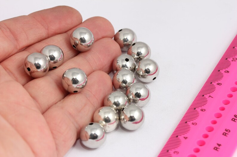 12mm rhodium Plated Ball Beads, Round Ball Pendant, MTE160