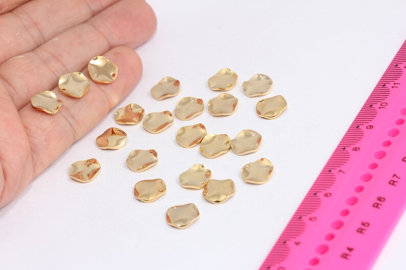 10mm 24k Shiny Gold Hammered Disc, Round,Jewelry  MTE520