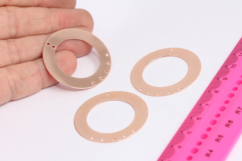 Ciondoli a cerchio in oro rosa da 38 mm, ciondoli rotondi, multiforo MTE586