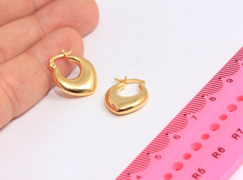 '16x19mm 24k Shiny Gold Oval Earrings, Gold, Oval Earrings, Gold Plated Earrings, XP365