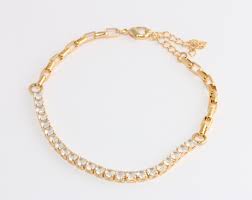 7'' 24k Shiny Gold Tennis Bracelet, Cubic Zirconia Tennis XP232
