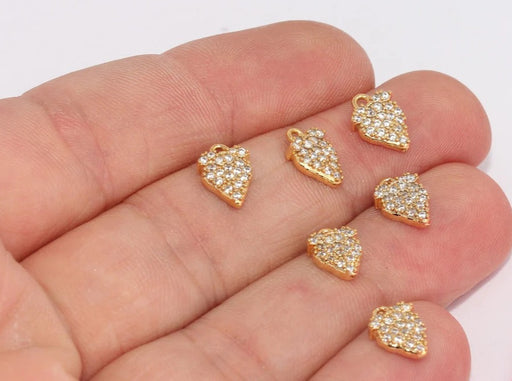 Shiny Gold Plated Pave Strawberry
