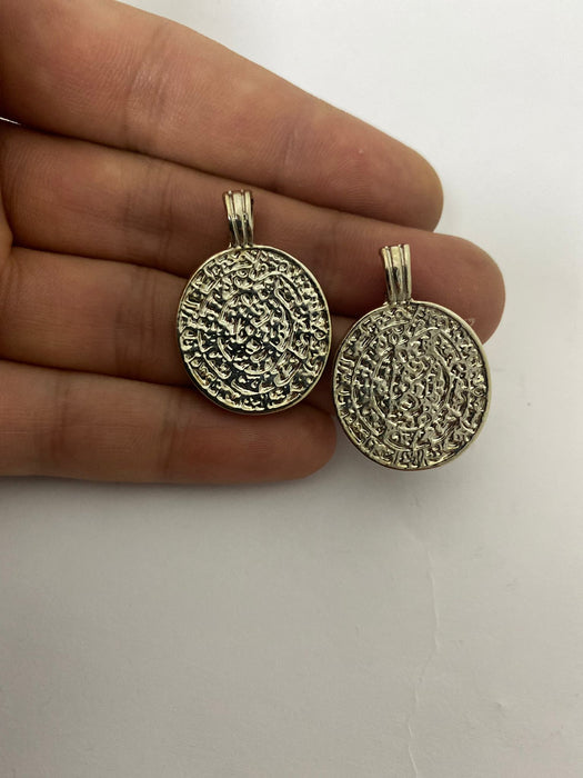 21x31mm Rhodium Plated Medallion, Antique Greek , MTE283