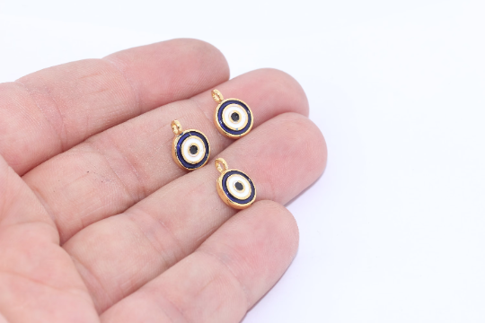 8x13mm 24k Shiny Gold Evil Eye Pendant, Drop Pendant, Evil  MTE375