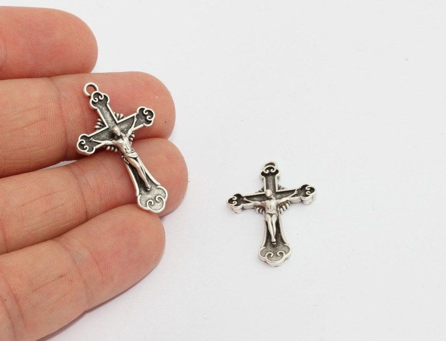 19x31mm Antik Gümüş Kaplama Haç Kolye, Dini MTE1222