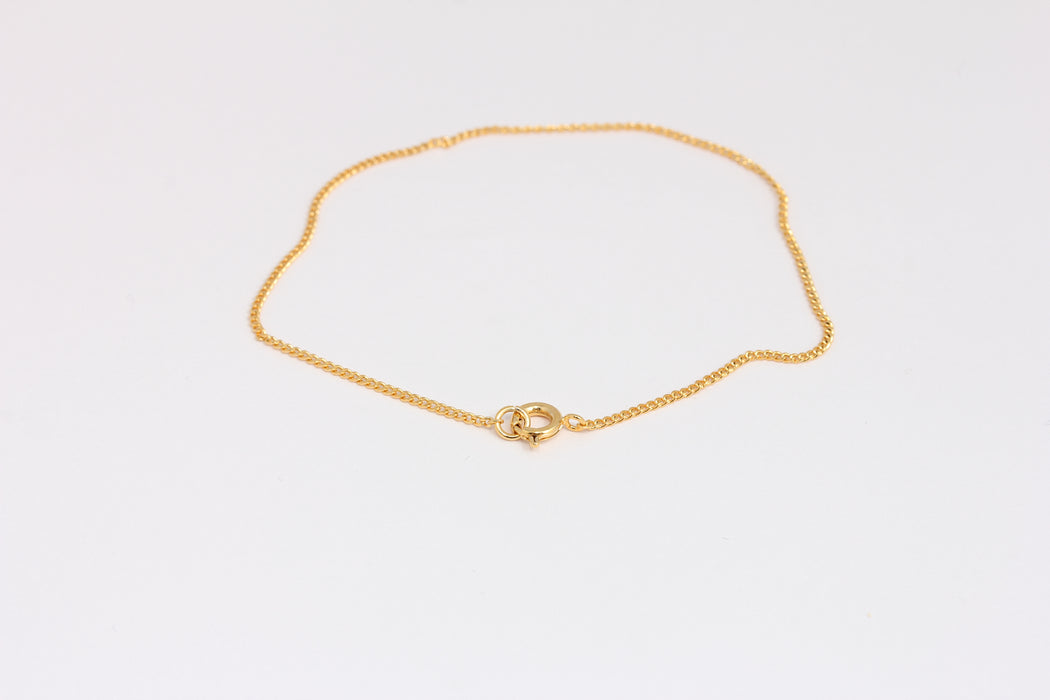 1,3mm 24k Shiny Gold Curb Bracelet, Ready Tiny Curb Bracelet, BXB395-13