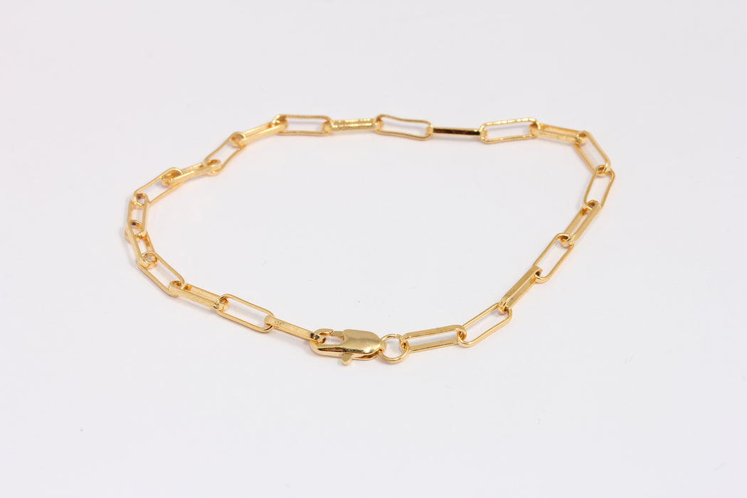 3,6x10,8mm 24k Shiny Gold Link Anklet, Ready Oval Link Anklet, BXBX395-68