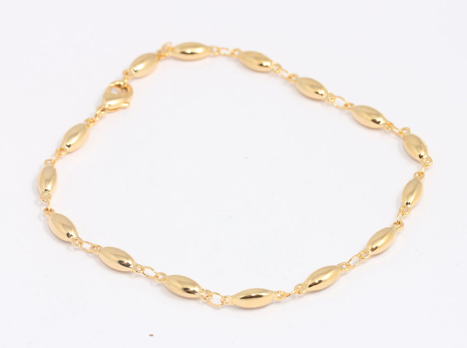3x11mm 24k Shiny Gold Bracelet, Godl Bar chain Bracelet, BXB395-141