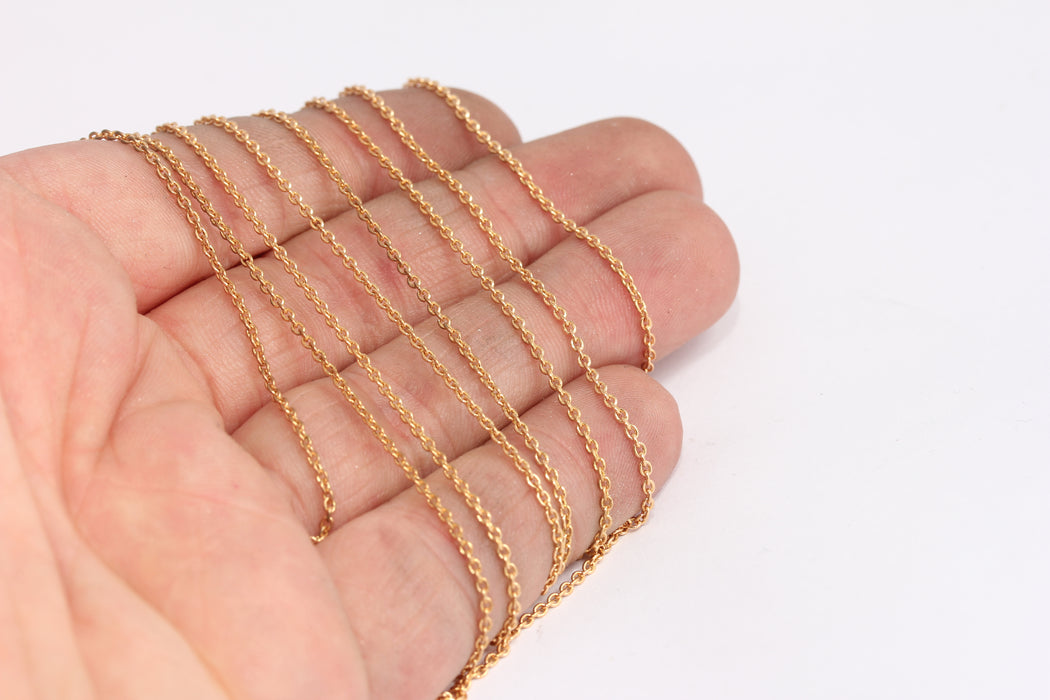 Catene portacavi in ottone grezzo da 1,4 mm, catene rolò ovali sfaccettate in ottone, KPT30-1