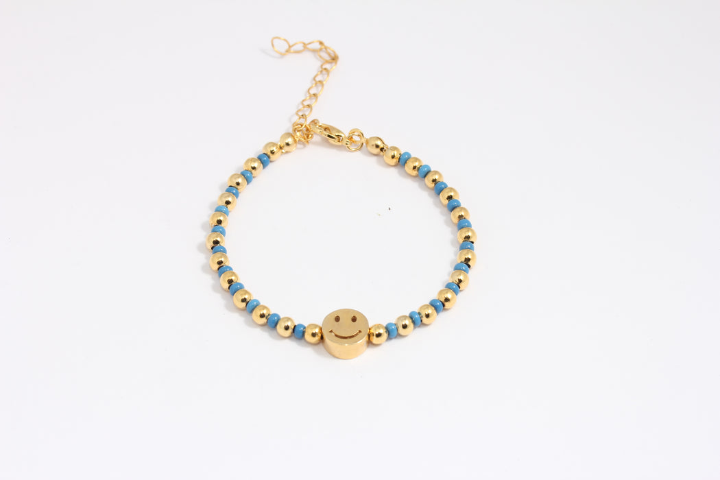 24k Shiny Gold Beaded Bracelet, Colorful Bracelet With Cute Beads, BLK4-3
