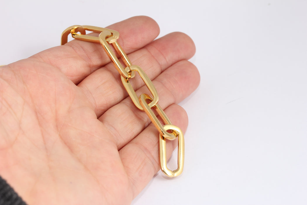 13x26mm 24k Shiny Gold Link Chain, Gold Chunky Link Chain, BXB169-3