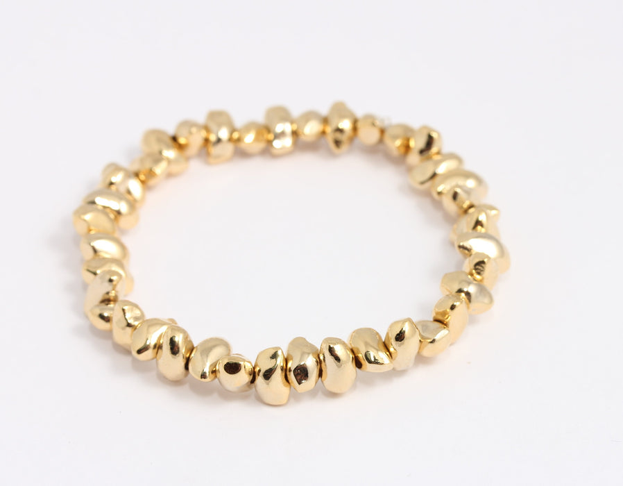 24k Gold Plated Beaded Bracelet, Elastic Bracelet With Oval Beads, KDR136