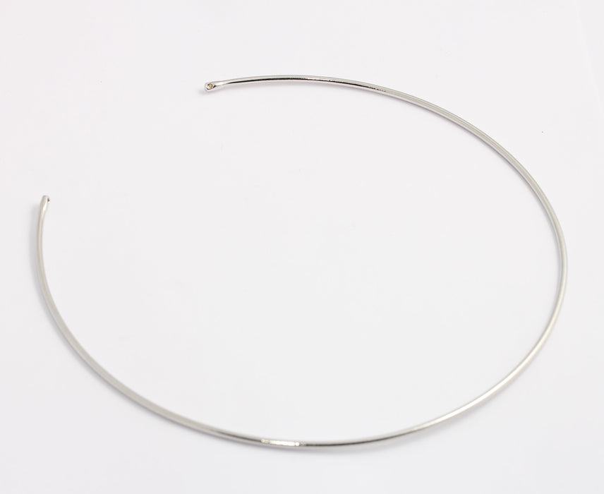Rhodium Plated Wire Choker Necklace, Open Cuff Necklace, BXB405-1