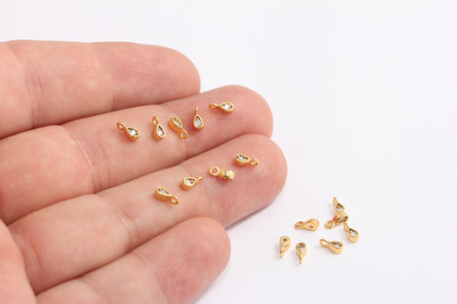Shiny Gold CZ Drop Beads