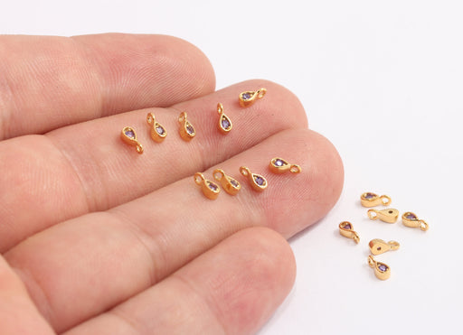 Shiny Gold CZ Drop Beads