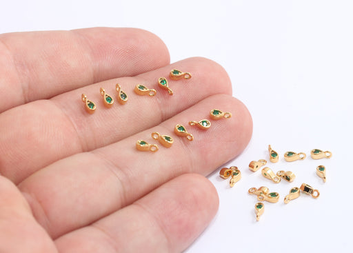 Shiny Gold CZ Drop Beads