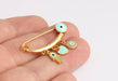 Shiny Gold Evil Eye Safety Pin With Charms