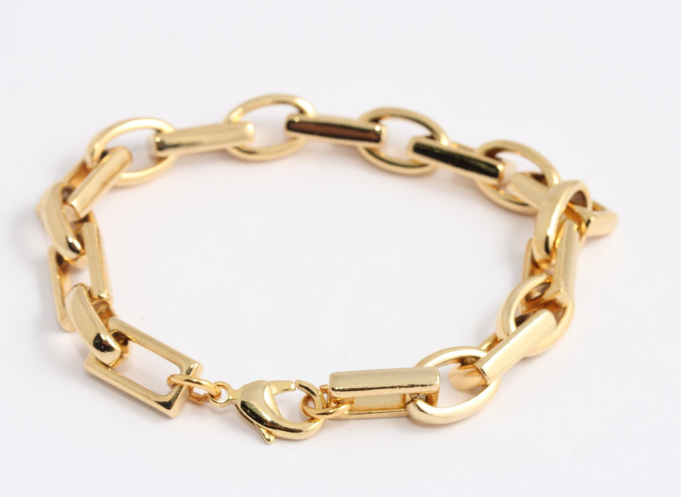7'' 24k Shiny Gold Ready Bracelets, Gold Chain Link Bracelet, KDR115
