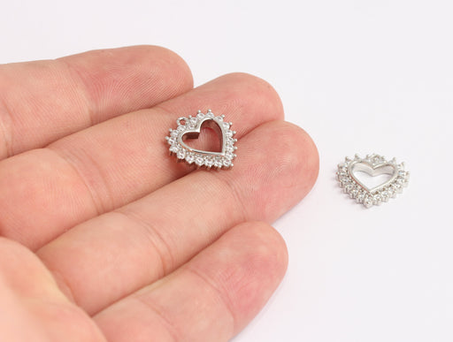 Rhodium Plated CZ Heart