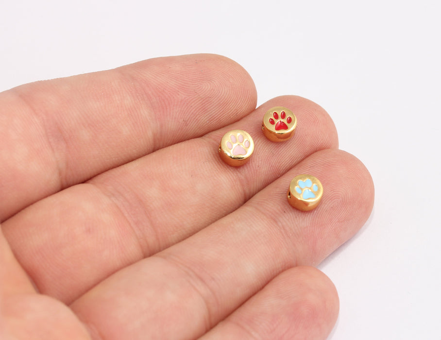 7 mm 24 Ayar Parlak Altın Kedi Pençesi Boncukları, Mine Pençe Bileklik Takıları, MLS392-1