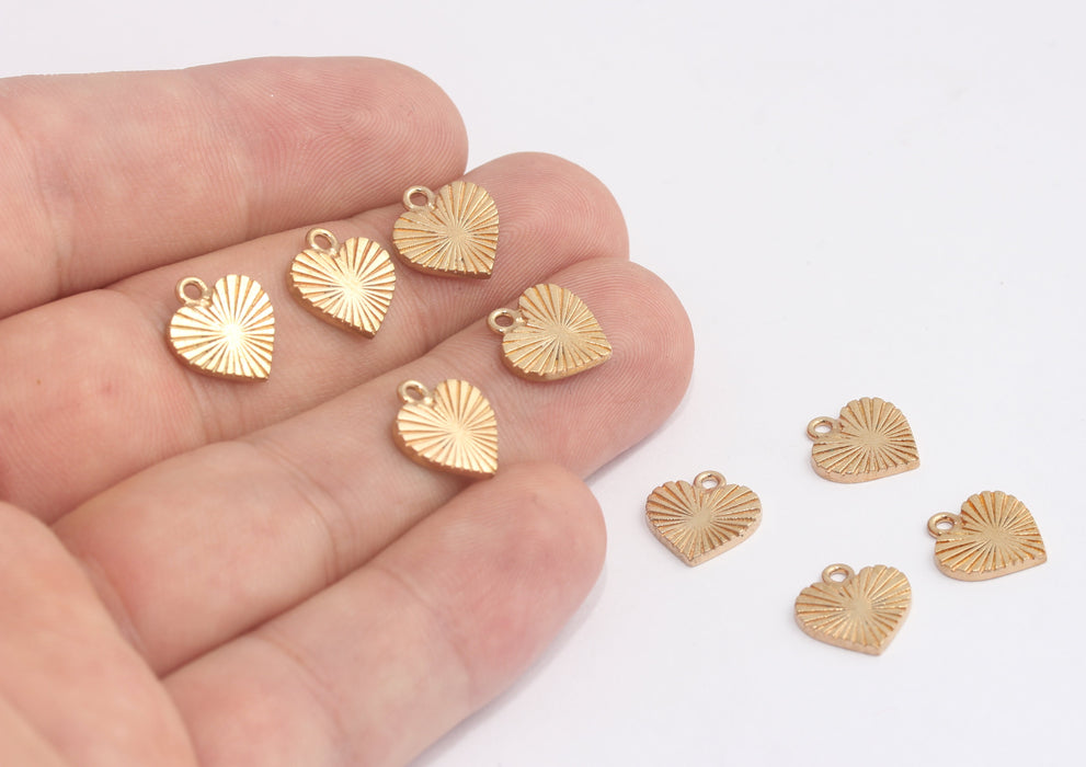 Brass Heart Charms