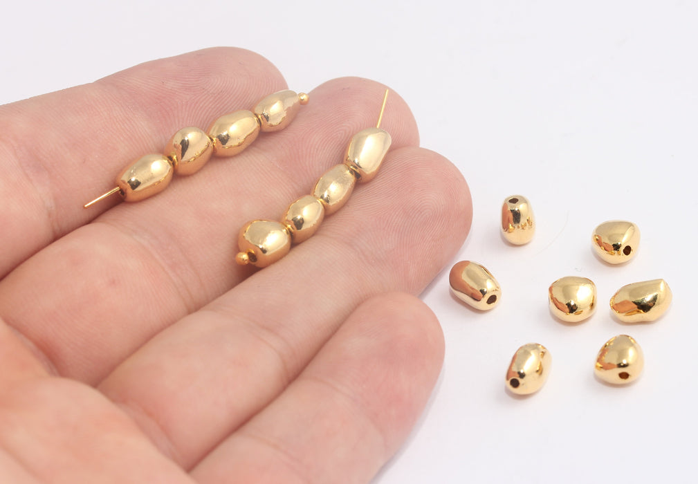 6x8.5mm 24k Shiny Gold Spacer Beads, Irregular Shape Beads, SLM462