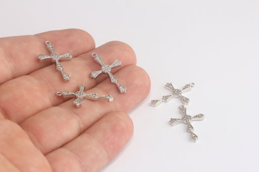 Rhodium Plated Cross Charms