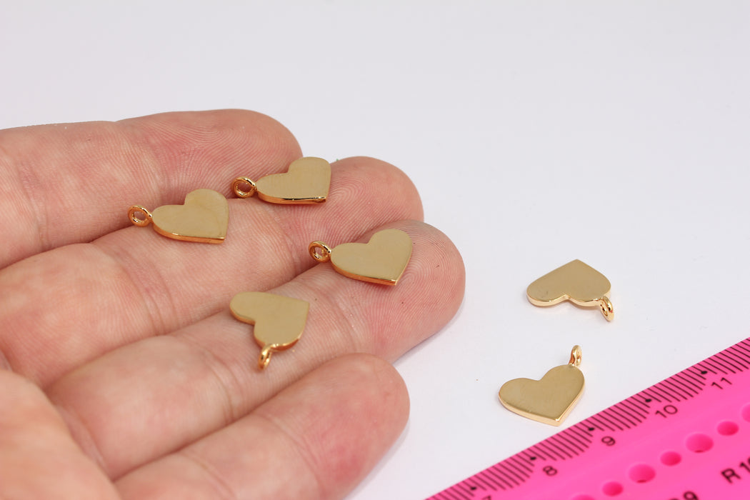 13x15mm 24k Shiny Gold Heart Charms, Love Necklace, Heart Medallion, Necklace Heart Pendant, Gold Plated Findings, MLS1108-2