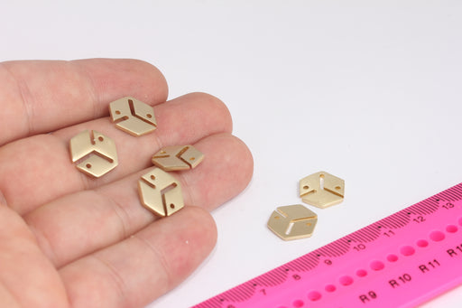 Brass Hexagon Charms