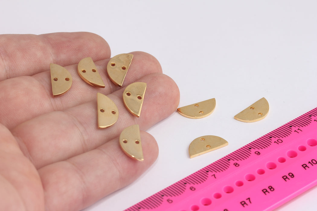 8x16mm 24k Shiny Gold Semicircle, Half Moon, Stamping Blank, Crescent Moon Charms, Gold Plated Findings, MTE788-1
