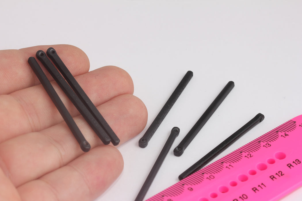 2x50mm Matt Black Bar, Bar Charms, Bar Necklace, Long Bar, Necklace Bar, Bar Pendant, Square Bar, MTE797