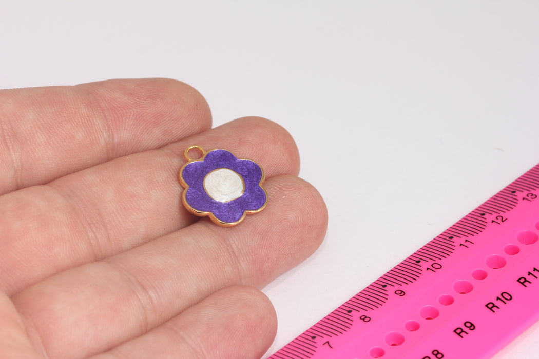 19x20mm 24k Shiny Gold Flower Pendant, Necklace Charms,FRB42-4