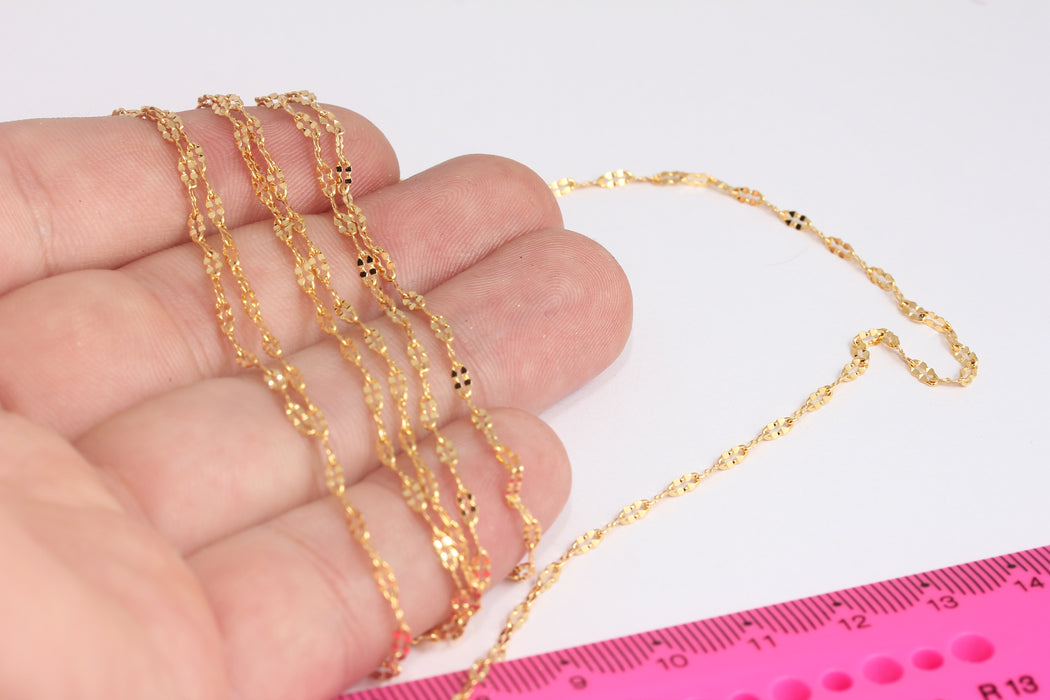 2x4mm 24k Shiny Gold Link Chain, Crushed Chain, Soldered Chain, Gold Choker Chain, Vintage Necklace, Gold Plated Chains, BXB423-2