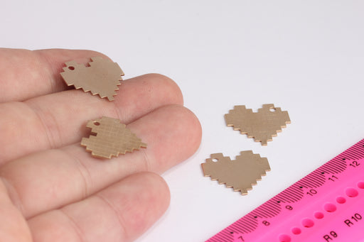 Brass Pixel Heart