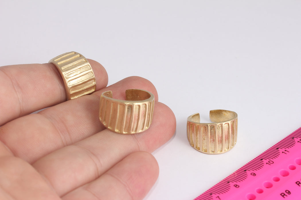 18x19mm Raw Brass Rings, Adjustable Ring Settings, Brass String Ring, Stacking Rings, Dainty Rings, Shell Textured Rings, MTE1546