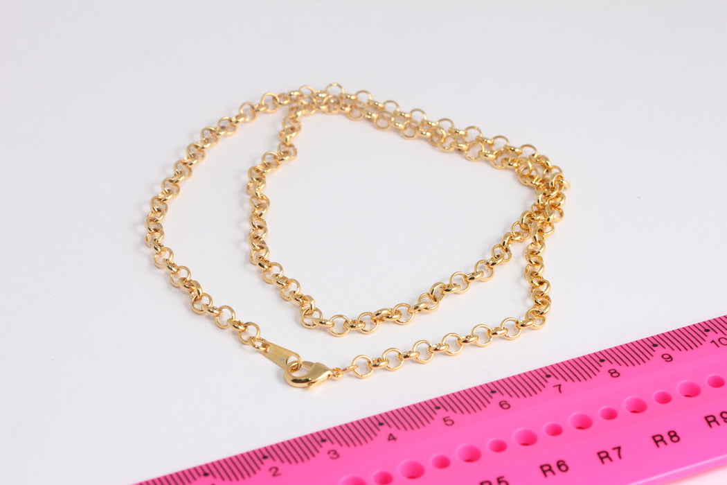 17'' 24k Shiny Gold Rolo Necklace, Ready Rolo Chain Necklace, Gold Necklace, Rolo Chains, Dainty Necklace, Gold Plated Chains, BXB426-3