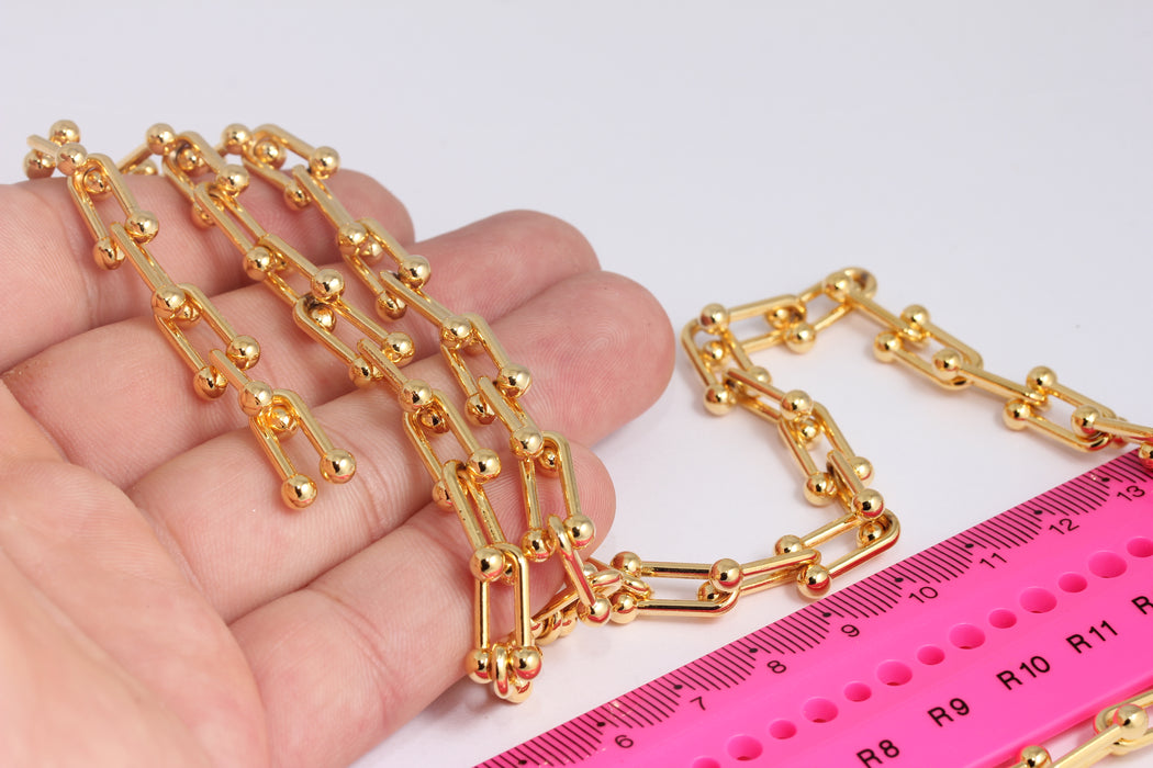 24k Shiny Gold Plated, Tiffany Chains , With ,Round Clasp. BXB359