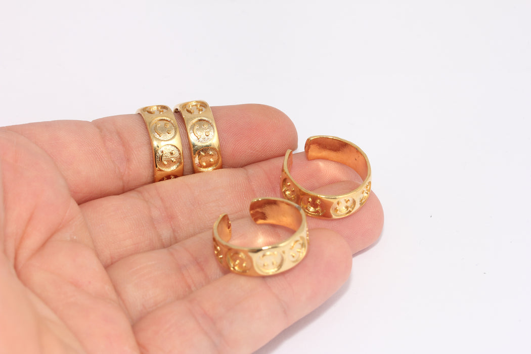 17-18mm 24k Parlak Altın Gülümseme Yüzük,windht: 7mm Gülümseme yüzüğü, FRB95