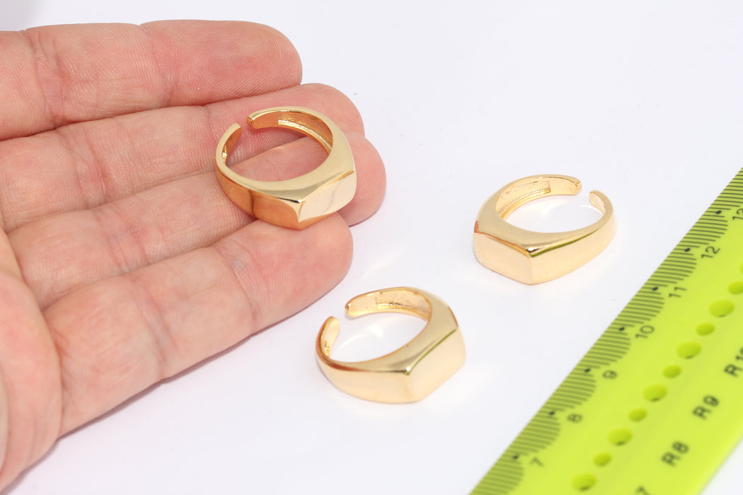 17-18mm 24K Parlak altın kaplama Yüzük, Kare yüzük, Altın XP431