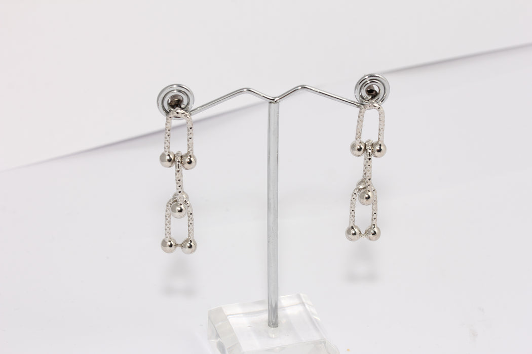 10x45mm Rhodium Plated ,plated earrings ,chain, earrings. CHK657-5