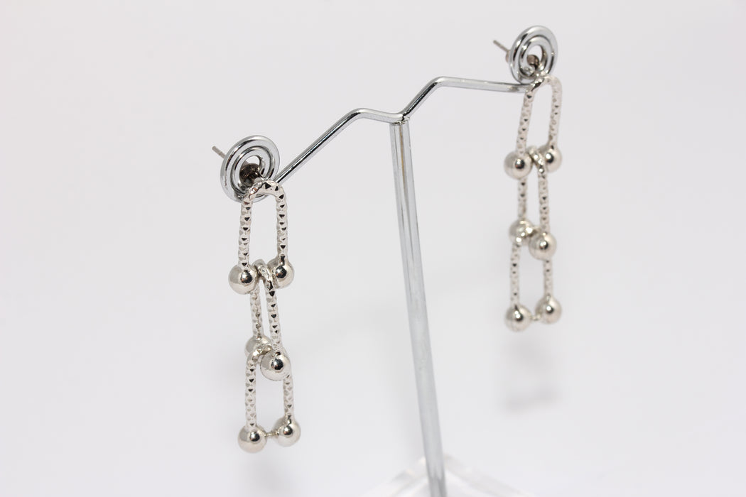10x45mm Rhodium Plated ,plated earrings ,chain, earrings. CHK657-5