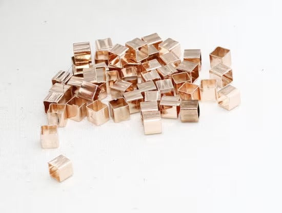 Perline tubolari quadrate in oro rosa da 4 mm, piccole perline distanziatrici, ROSE88