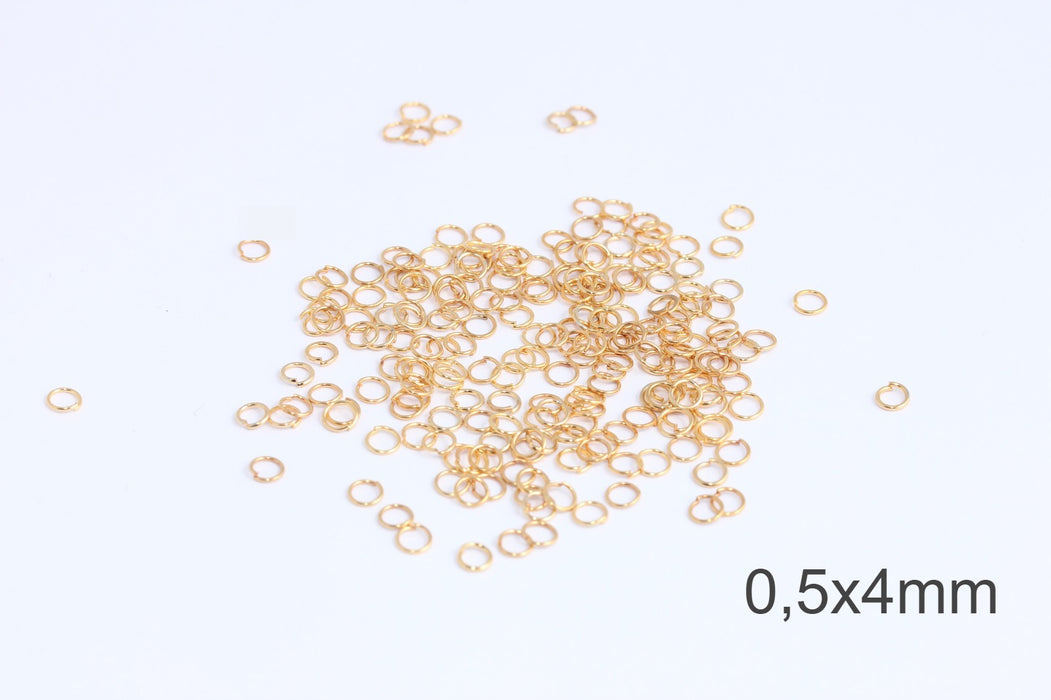 24 Ga 4mm 24k Shiny Gold Jump Rings, Gold Connector,  DOM1