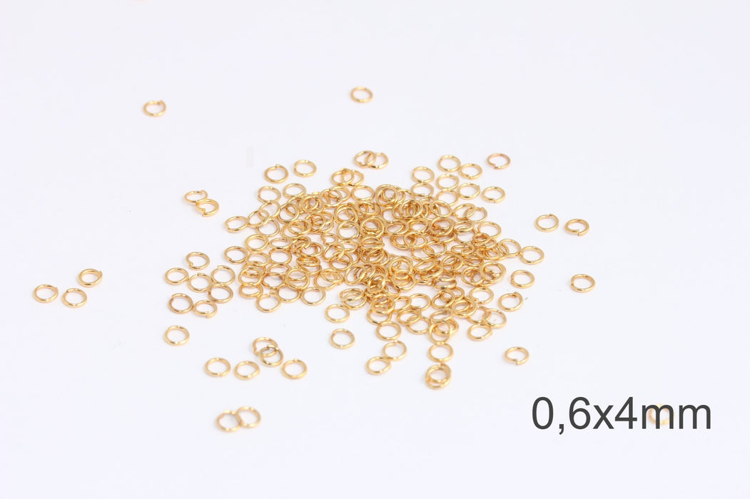 23 Ga 4mm 24k Shiny Gold Jump Rings, Gold Connector,  CHK496