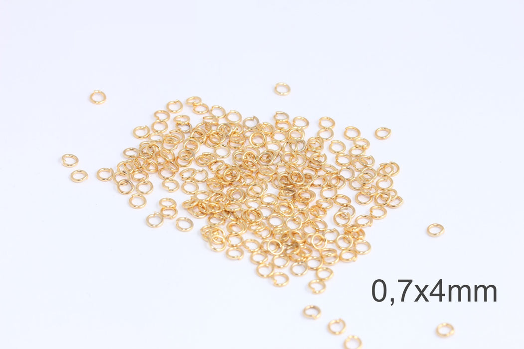 22 Ga 4mm 24k Shiny Gold Jump Rings, Open Rings, SED  DOM31
