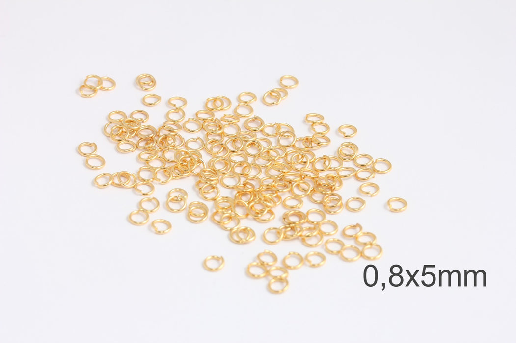 '20 Ga 5mm 24k Shiny Gold Jump Rings, Gold ,Connectors DOM3