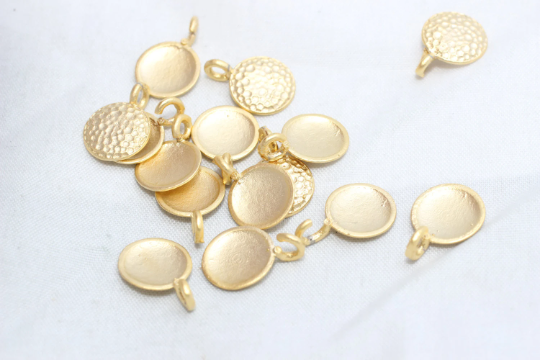 9x13mm 24k Matt Gold Coins, Hammered Disc, Disc MTE2